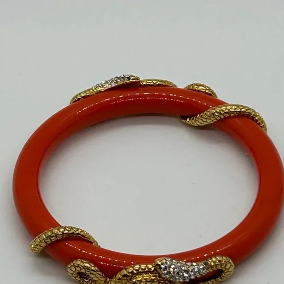 Coral Snake Bangle Bracelet Gold Snake Serpent Crystals Animal Wrap Statement - Picture 7 of 10